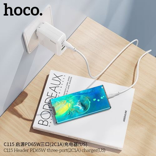 Hoco C115 Header PD65W three-port(2C1A) charger(US)_3