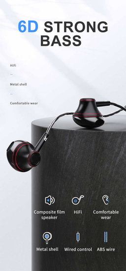 Joyroom JR-E208 3.5mm in-ear wired hifi stereo bass metal earphone