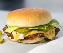 Burger and fried chips 