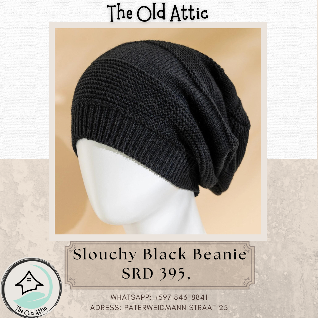 Slouchy Black Beanie