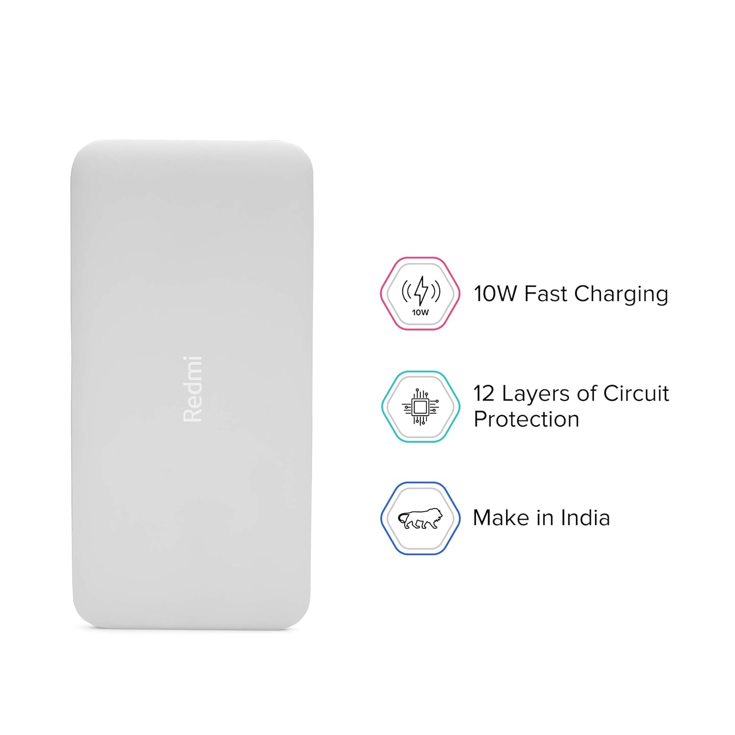 Xiaomi Redmi ‎PB100LZM Lithium Polymer 10000 Mah Fast Charging Slim Power Bank (White, 10W Fast Charging, Dual Ports)_1