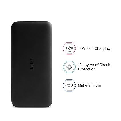 Xiaomi ‎PB200LZM Redmi 20000mAh Li-Polymer Power Bank, USB Type C and Micro USB Ports, 18W Fast Charging, Low Power Mode, Black_2