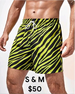 Men Zebra Striped Drawstring Swim Trunks