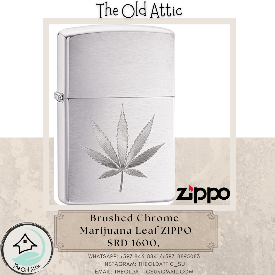 Brushed Chrome Marijuana Leaf ZIPPO_0