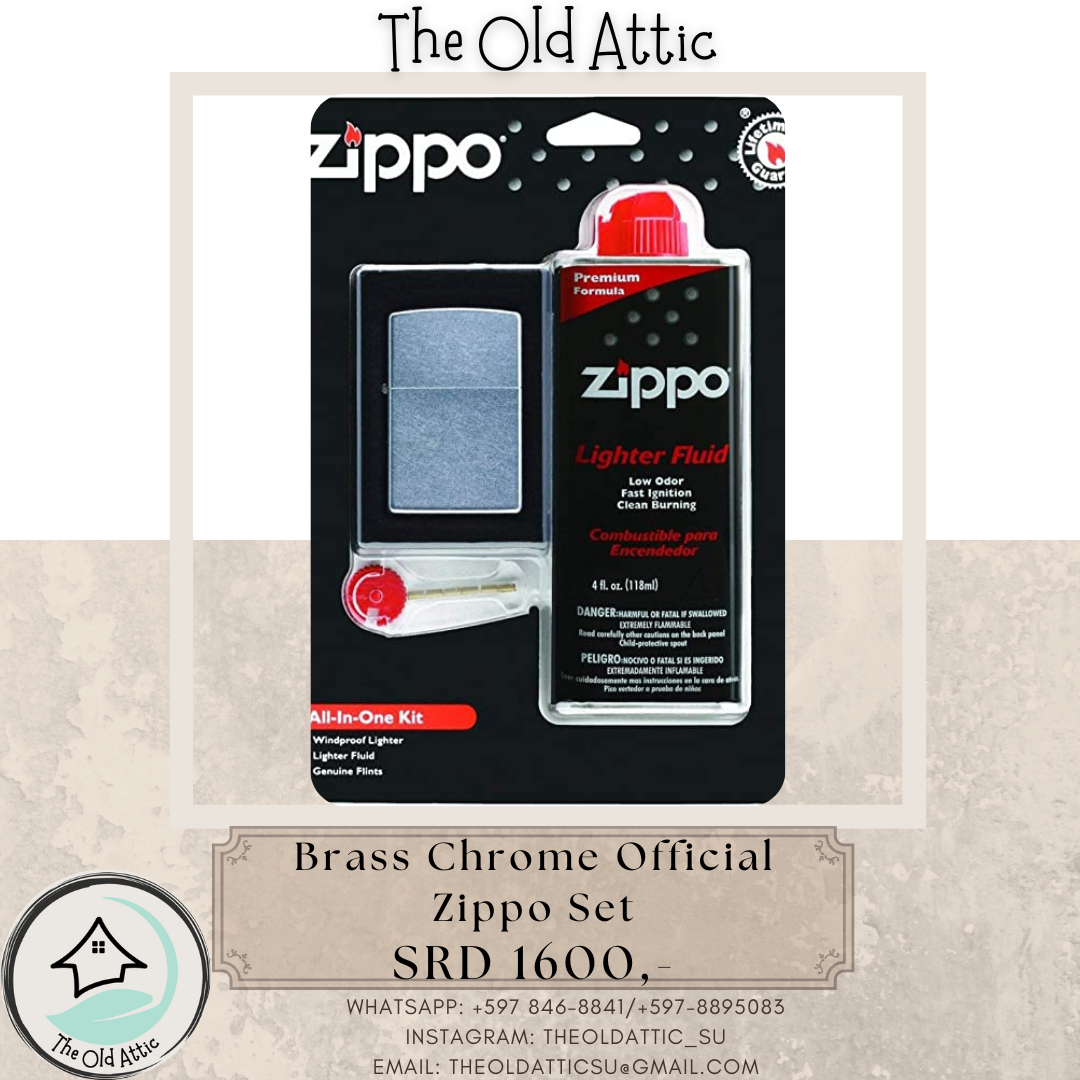 Brass Chrome Official Zippo Set 