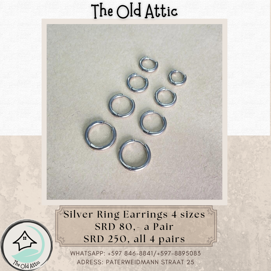 Silver Ring Earrings 4 Sizes 