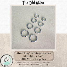 Silver Ring Earrings 4 Sizes 
