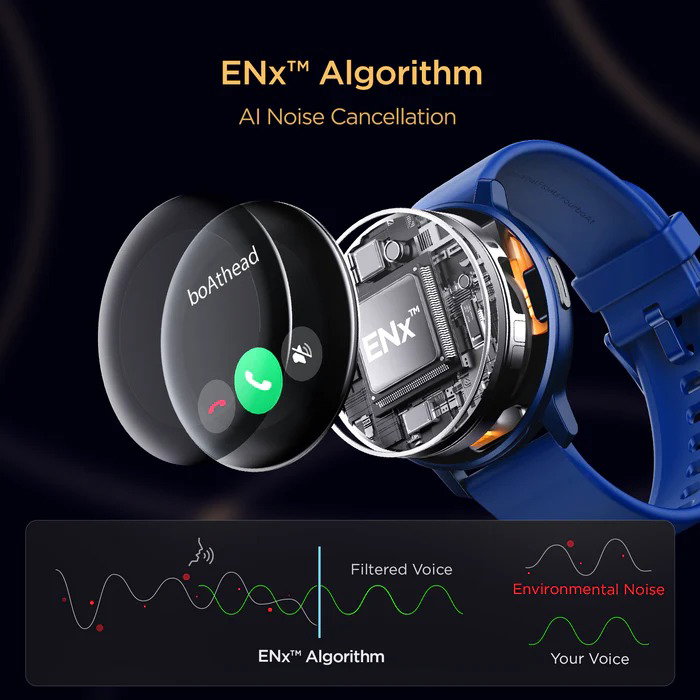 BoAt Lunar Call 1.28” (3.25 cm) HD Display Smartwatch, BT Calling, ENx™ Algorithm, Bilingual, 100+ Sports Mode  _2