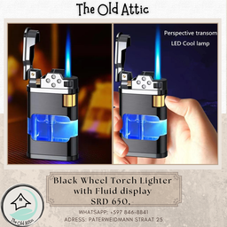 Black Wheel Torch Lighter with Fluid Display 