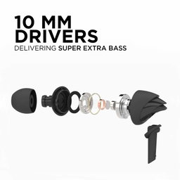 BoAt BassHeads 100 in-Ear Wired Headphones with Mic (Black)