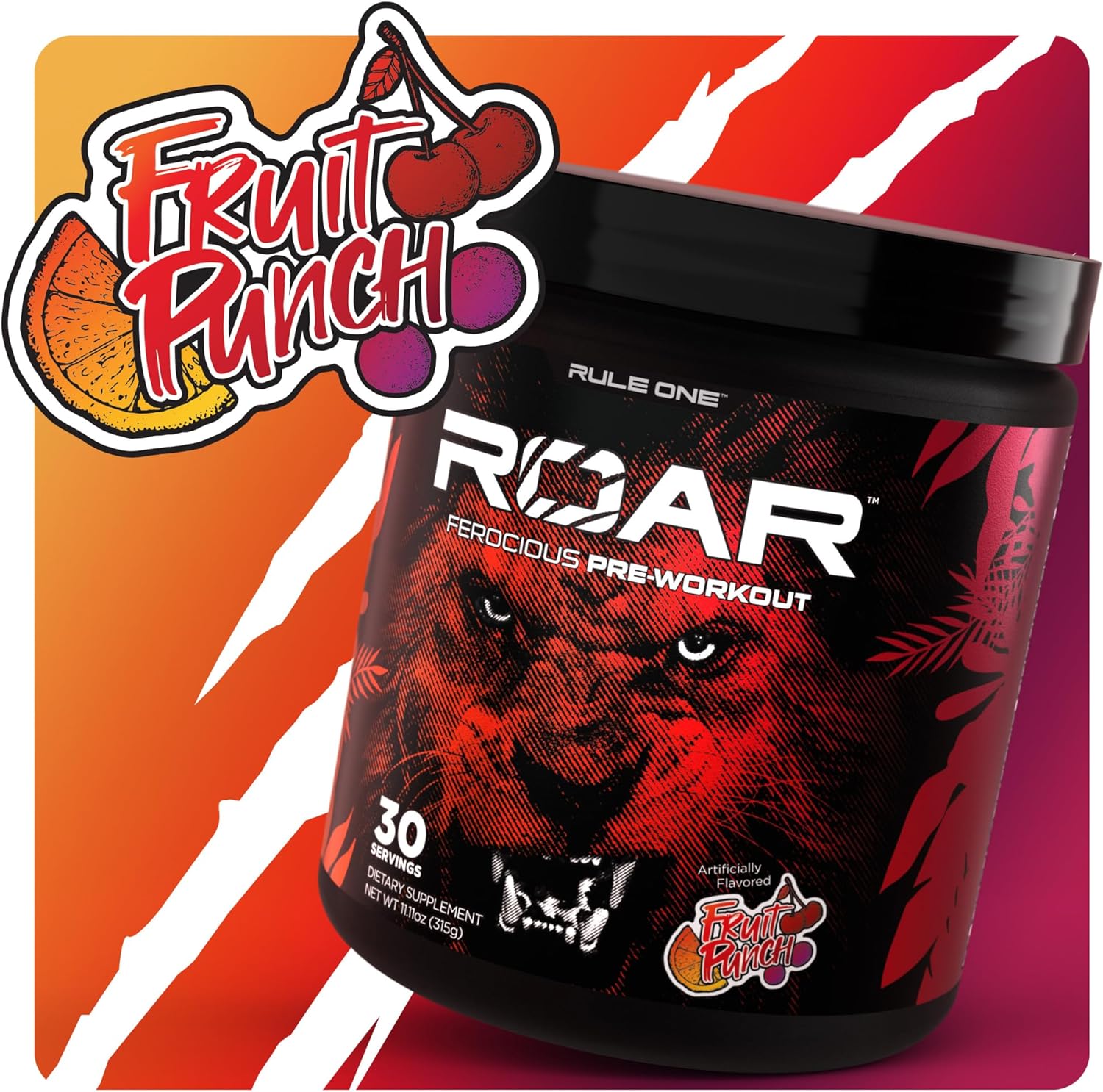 R1 ROAR PRE-WORKOUT FRUIT PUNCH 30 SERVINGS_0