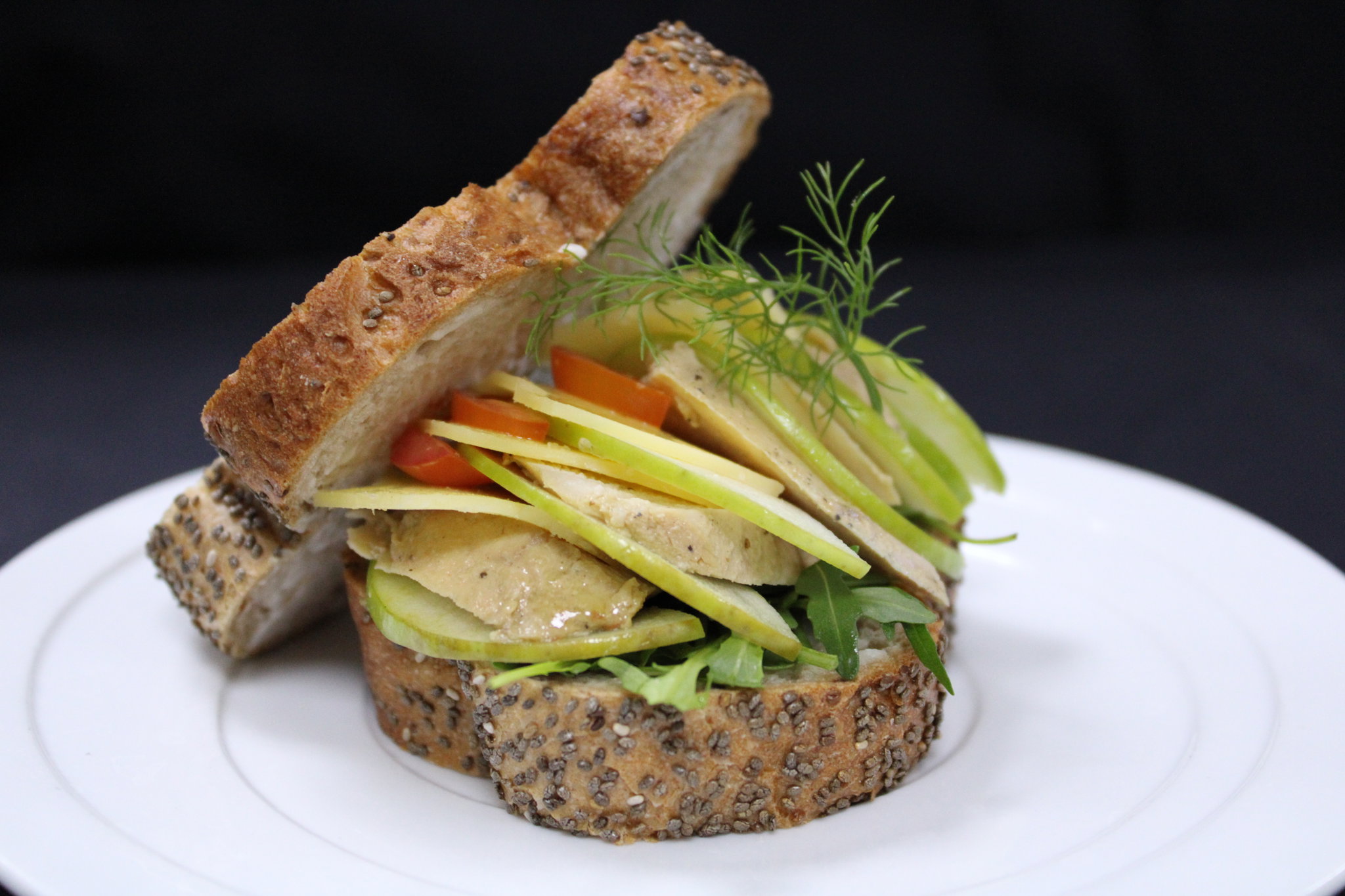 Cheese, turkey and apple slices on Brown Loaf  _0