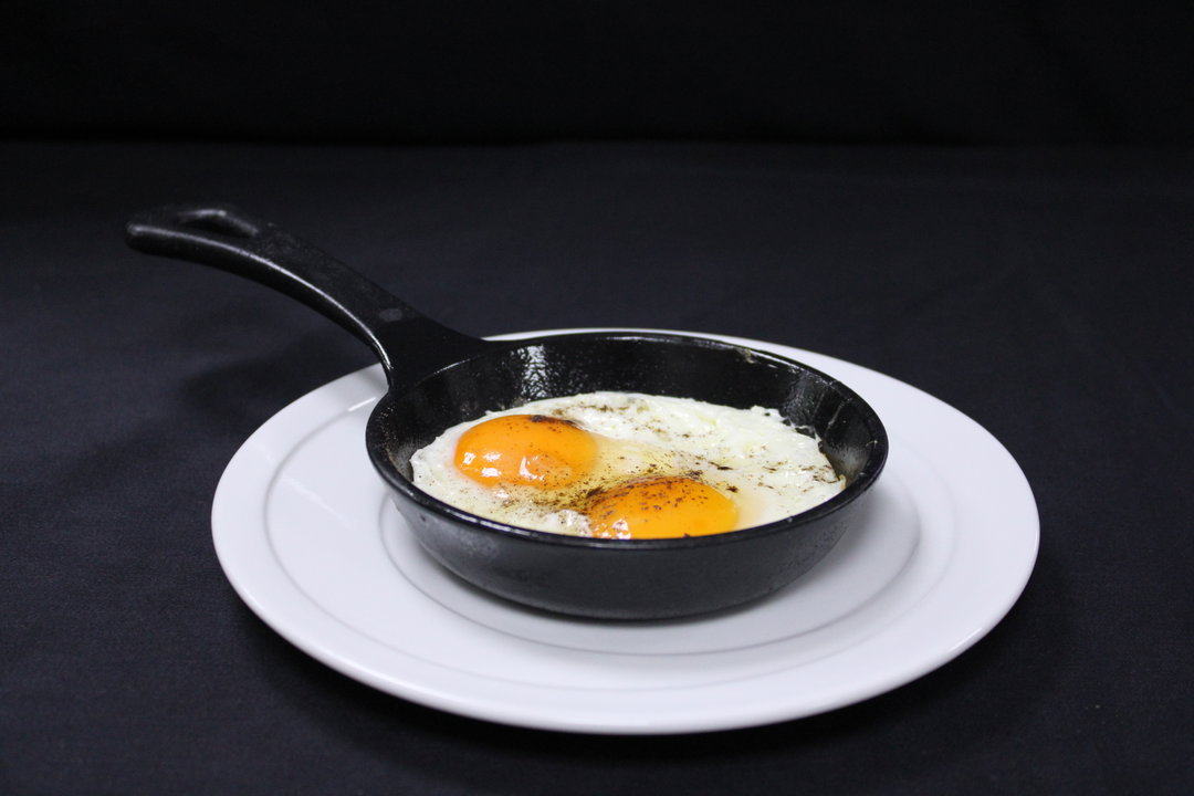 Double fried eggs on pita bread