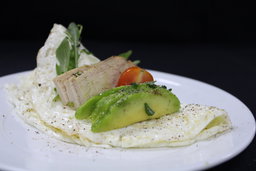 Light Veggie Egg white Omelet with spinach, Mushrooms, Onions, cheese 