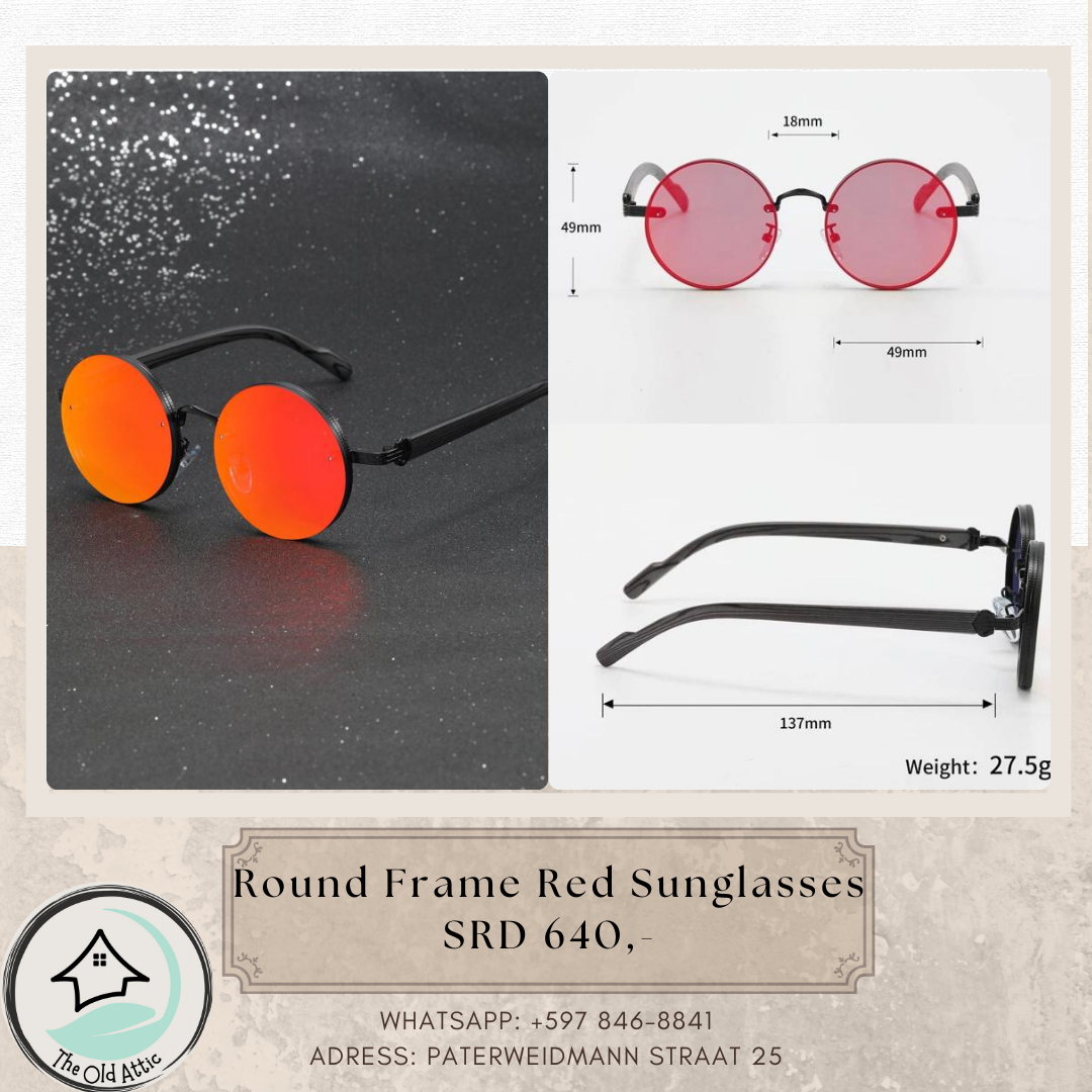 round frame red sunglasses _0
