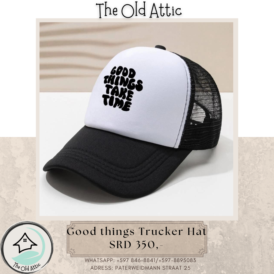 good things black white trucker hat_0