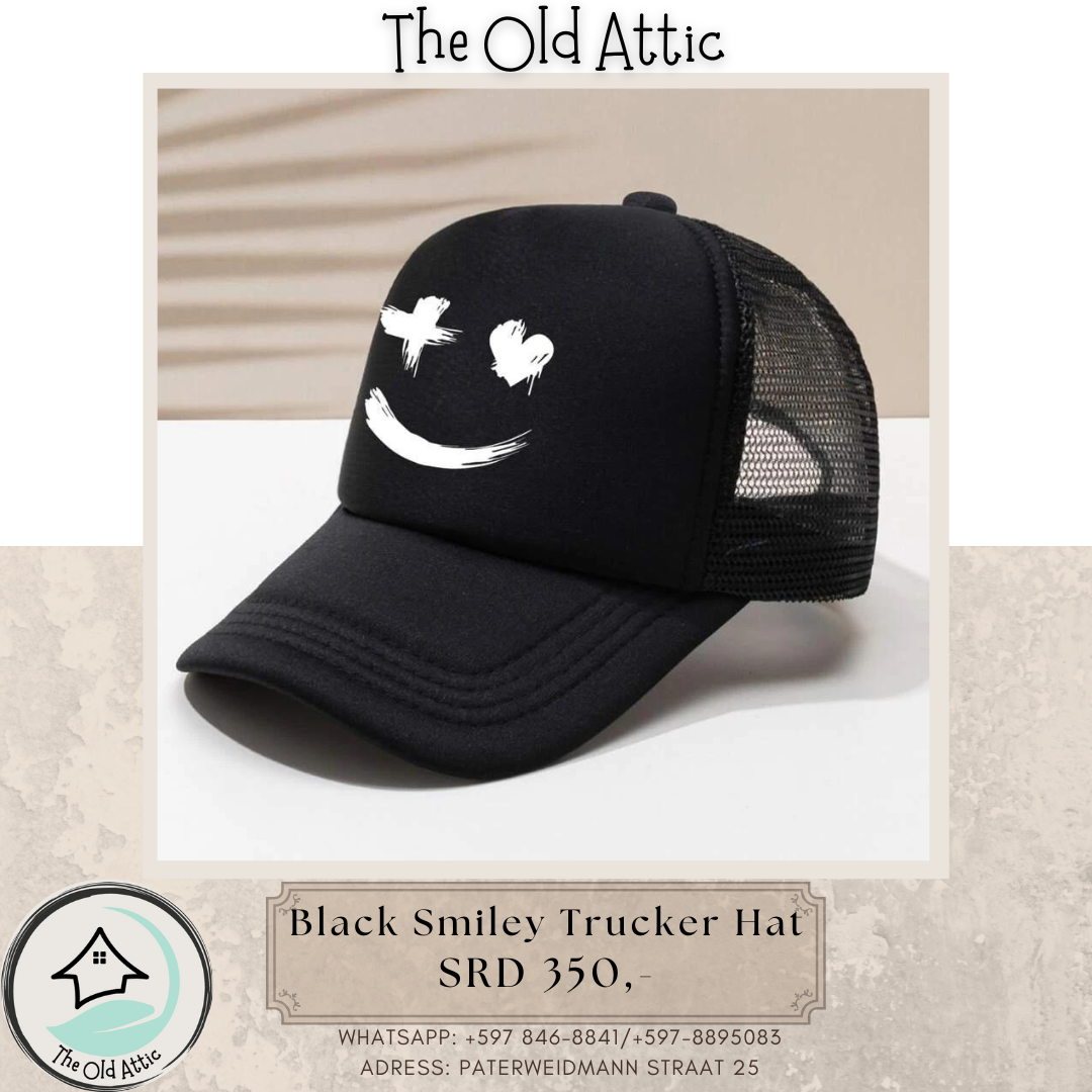 black smiley trucker hat _0