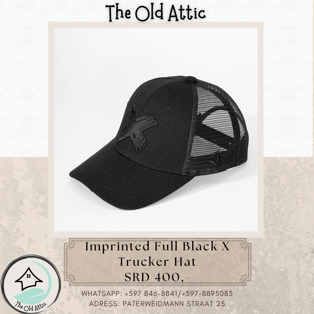 imprinted full black trucker