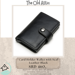 card holder wallet with seal leather black 