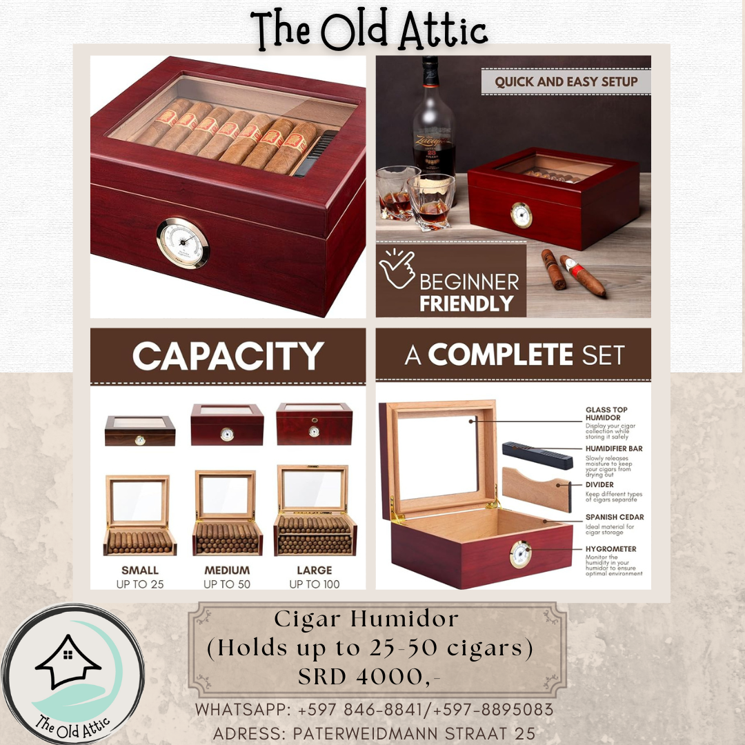 cigar humidor (holds up to 25-50 cigars)