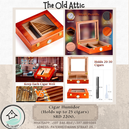 cigar humidor (holds up to 25 cigars)