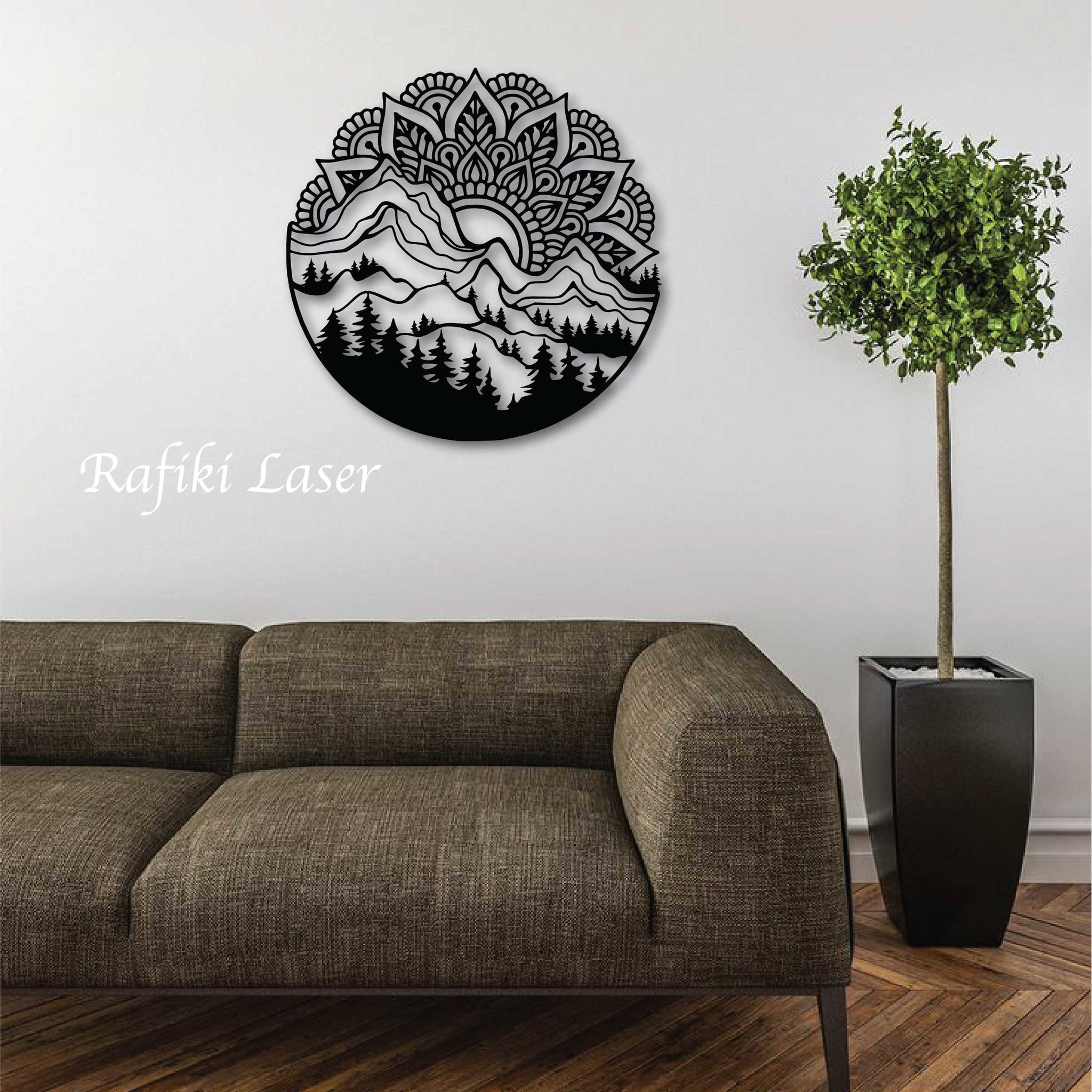 Mountain Mandala Metal Wall Art Decor_0