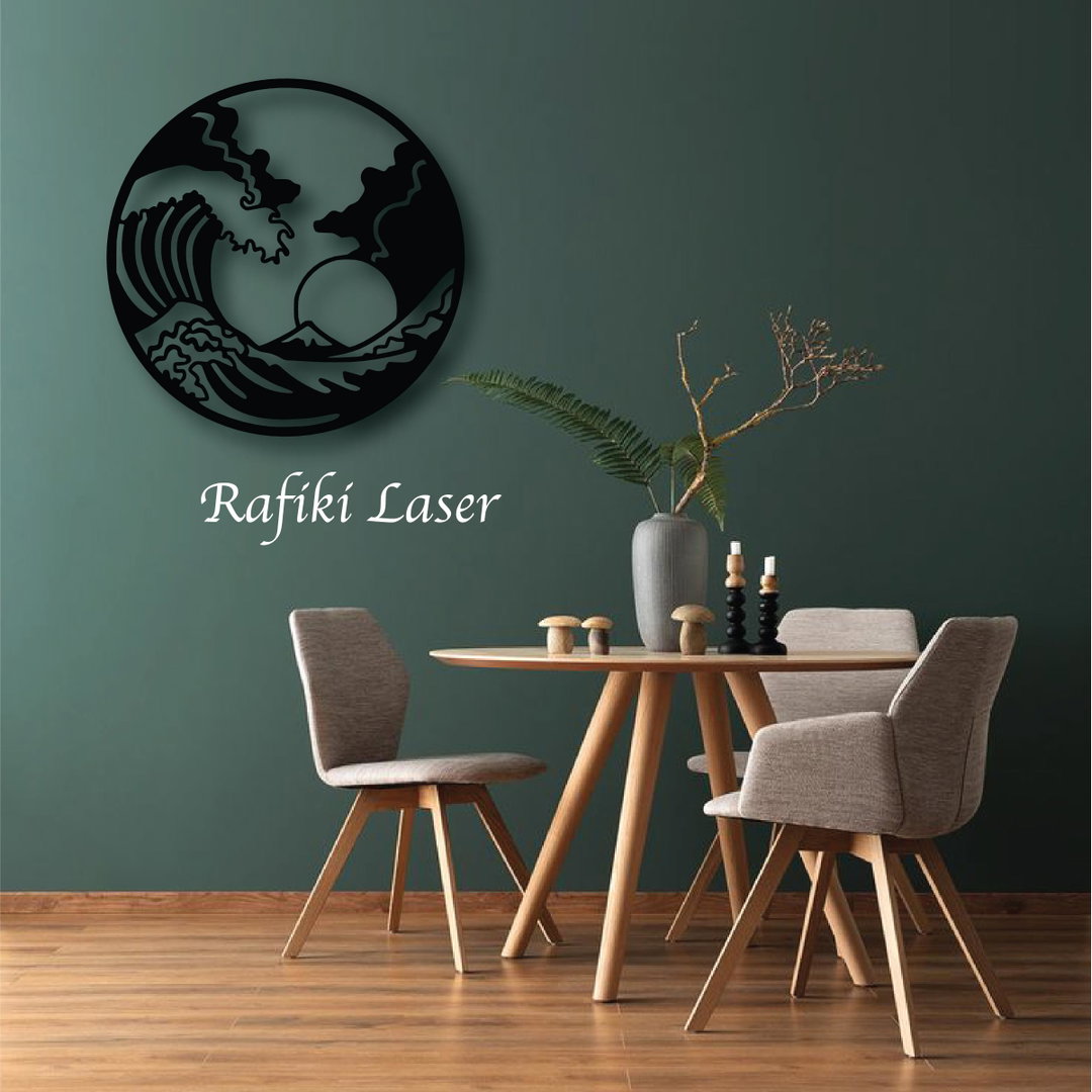 Wave Round Panel Metal Wall Art Decor