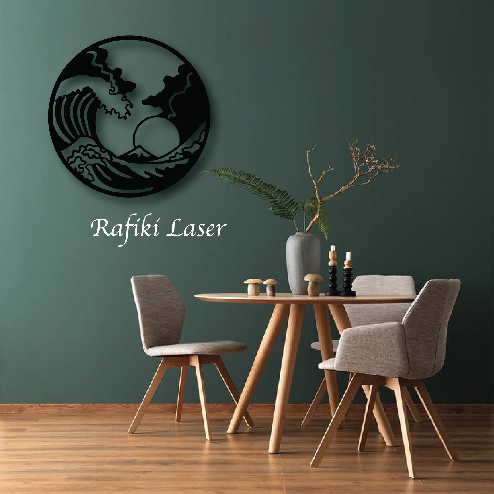 Wave Round Panel Metal Wall Art Decor_0