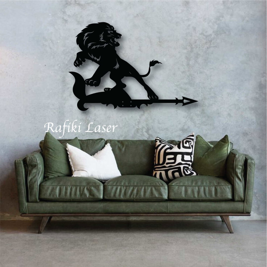 Lion with Arrow Metal Wall Art Decor