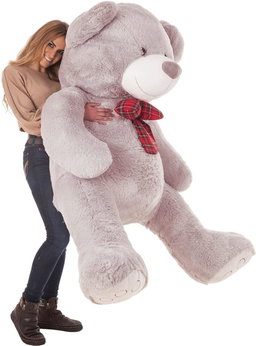 pink Cuddly Plush Teddy Bear with Red Ribbon