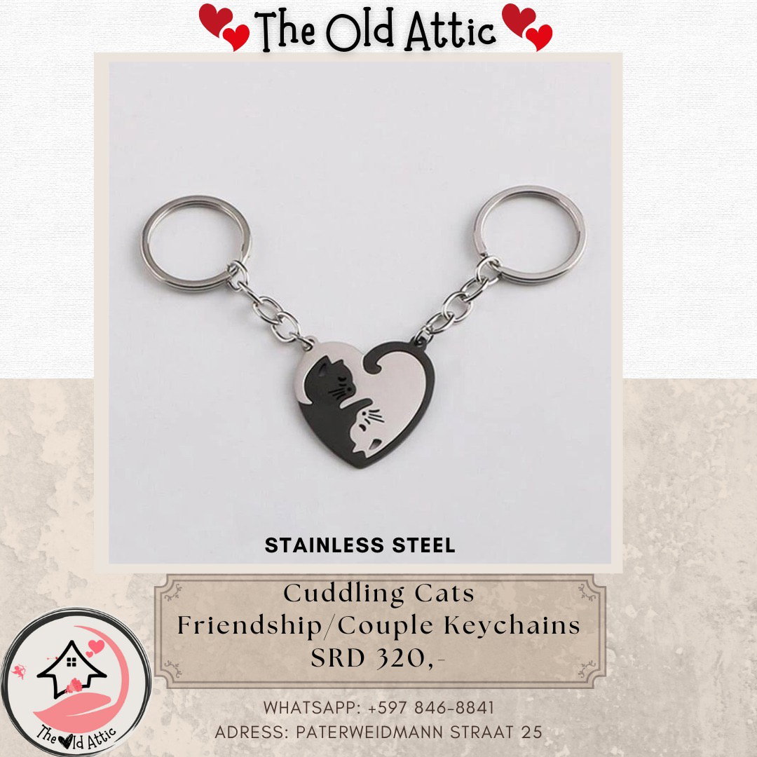 Cuddling cats keychain