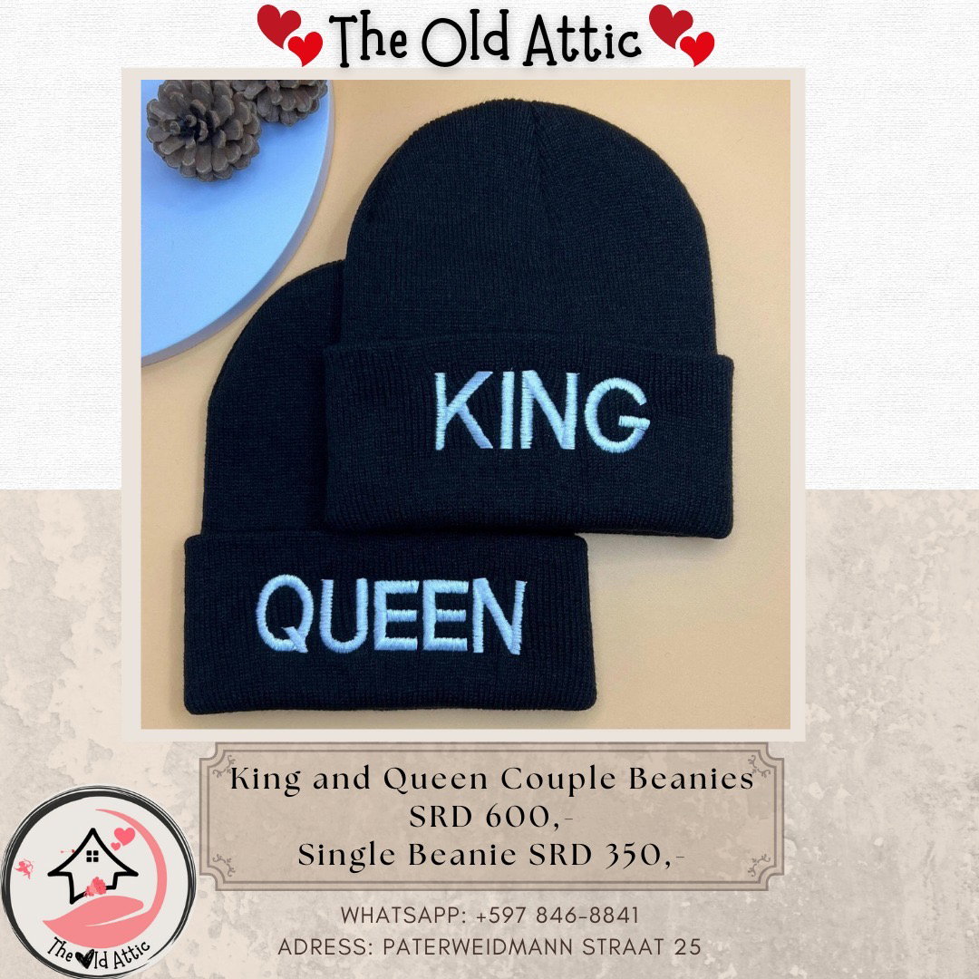 King and queen couple beanies _0