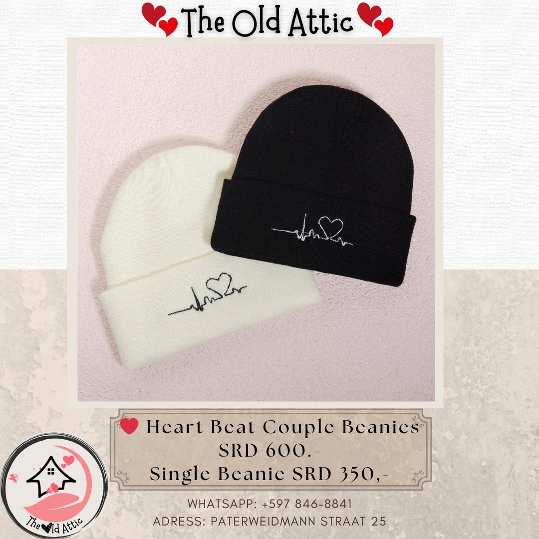 Heart beat couple beanies