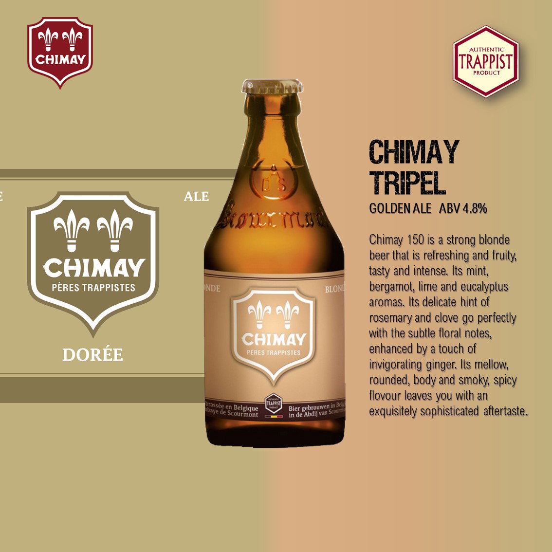 Chimay Doree (Gold) (Trappiste Beer) 4.8% [1, 4 or 24 Btls]_0