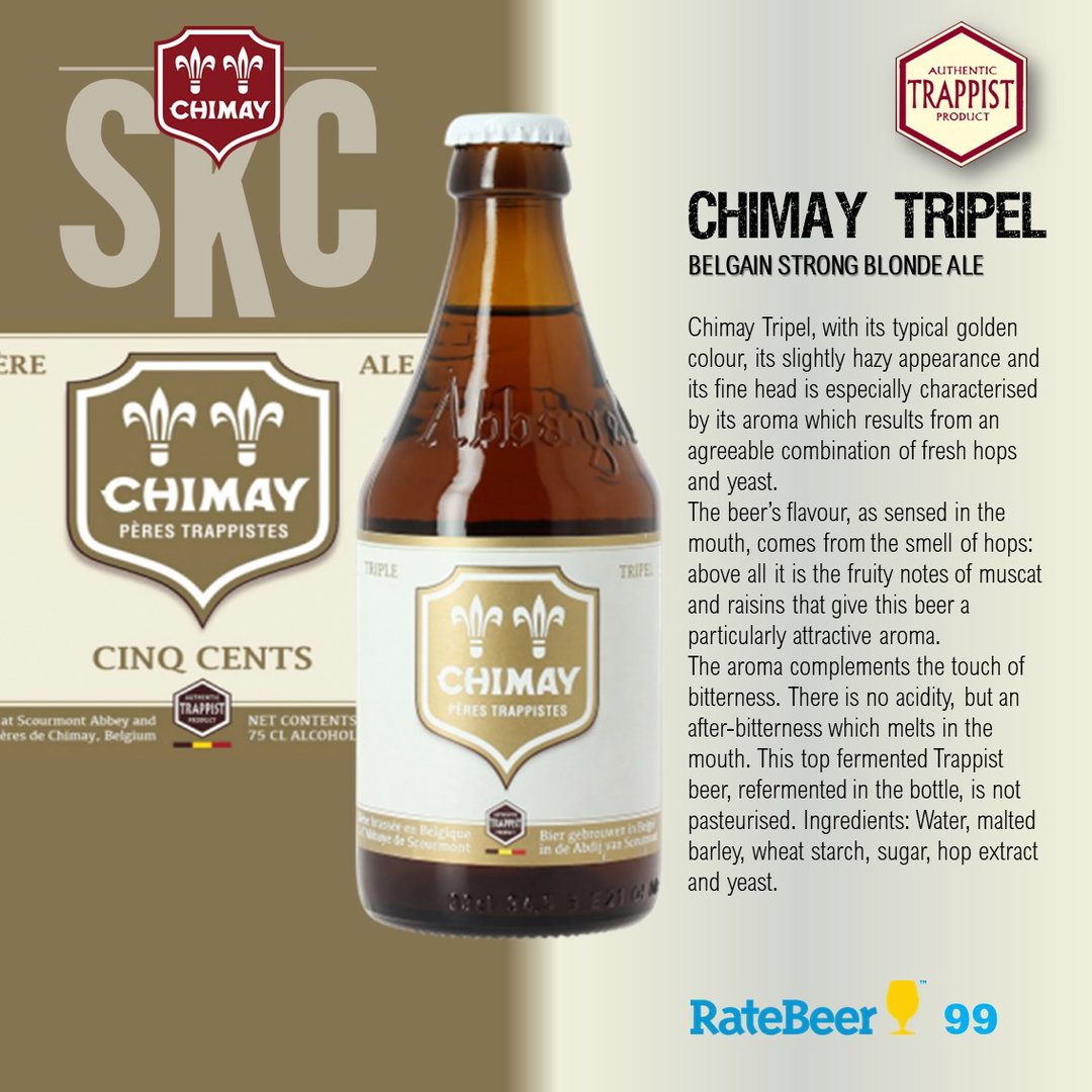 Chimay Tripel (Trappiste Beer) 8% [1, 4 or 24 Btls]
