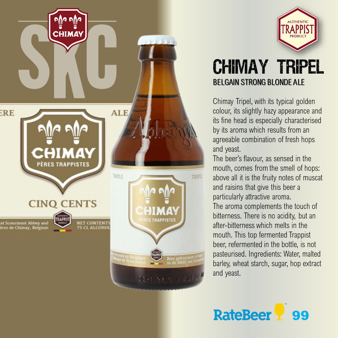 Chimay Tripel (Trappiste Beer) 8% [1, 4 or 24 Btls]_0
