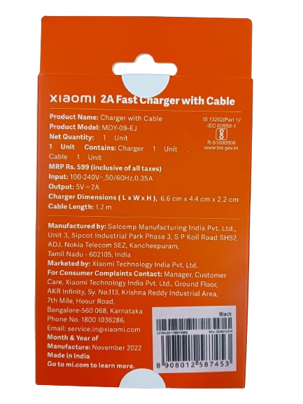 Xiaomi MDY-09-EJ 5W 2A Fast USB Charger Black (100% Original Product with GST Bill)_1