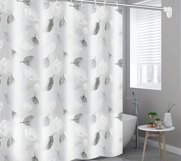 Leaf Pattern Shower Curtain Liner With Hooks
