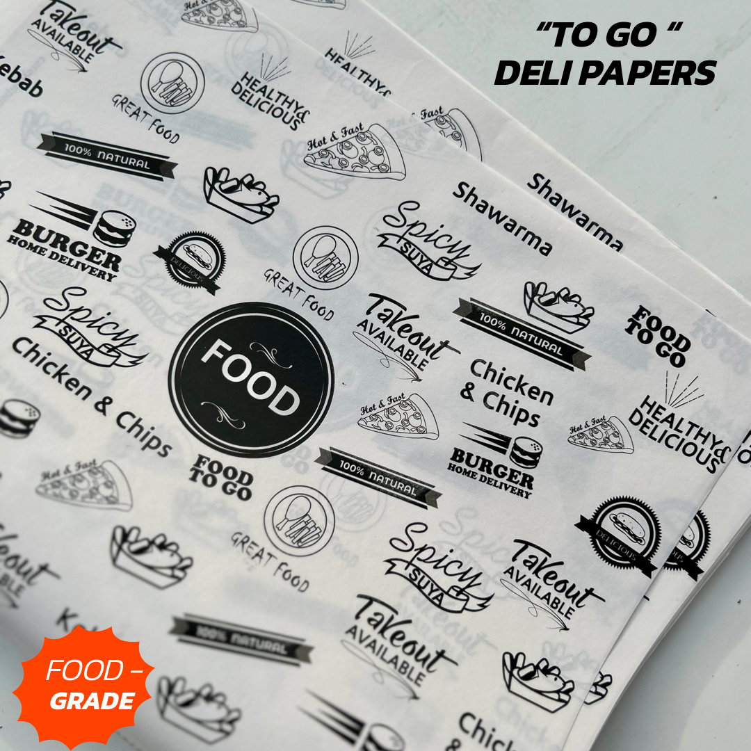  DELI PAPERS - “FOOD TO GO”  / BLACK & WHITE - A4 paper size : 8.5 inches x 12 inches)_7