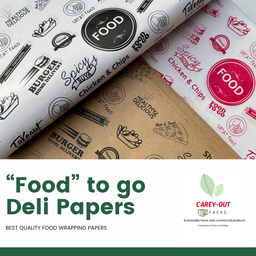  DELI PAPERS - “FOOD TO GO”  / BLACK & WHITE - A4 paper size : 8.5 inches x 12 inches)