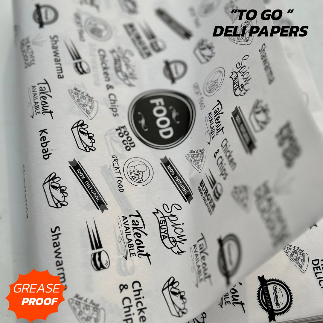  DELI PAPERS - “FOOD TO GO”  / BLACK & WHITE - A4 paper size : 8.5 inches x 12 inches)_2