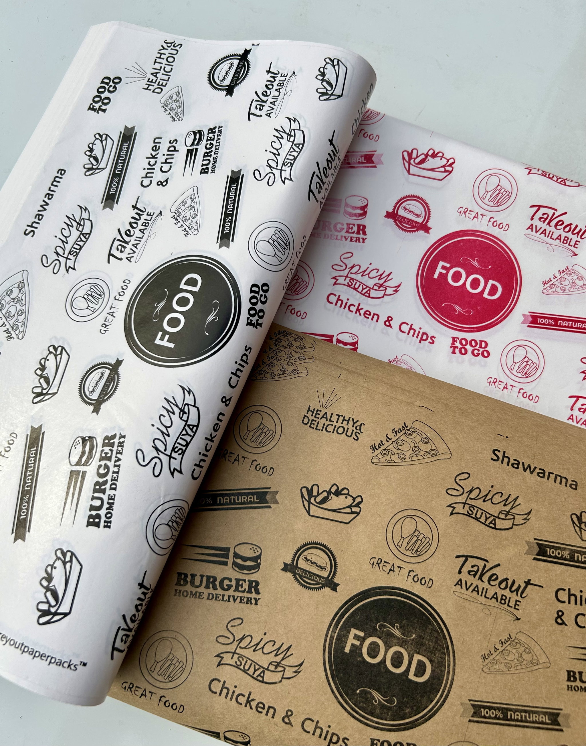  DELI PAPERS - “FOOD TO GO”  / BLACK & WHITE - A4 paper size : 8.5 inches x 12 inches)_5