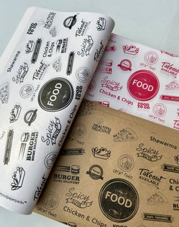  DELI PAPERS - “FOOD TO GO”  / BLACK & WHITE - A4 paper size : 8.5 inches x 12 inches)