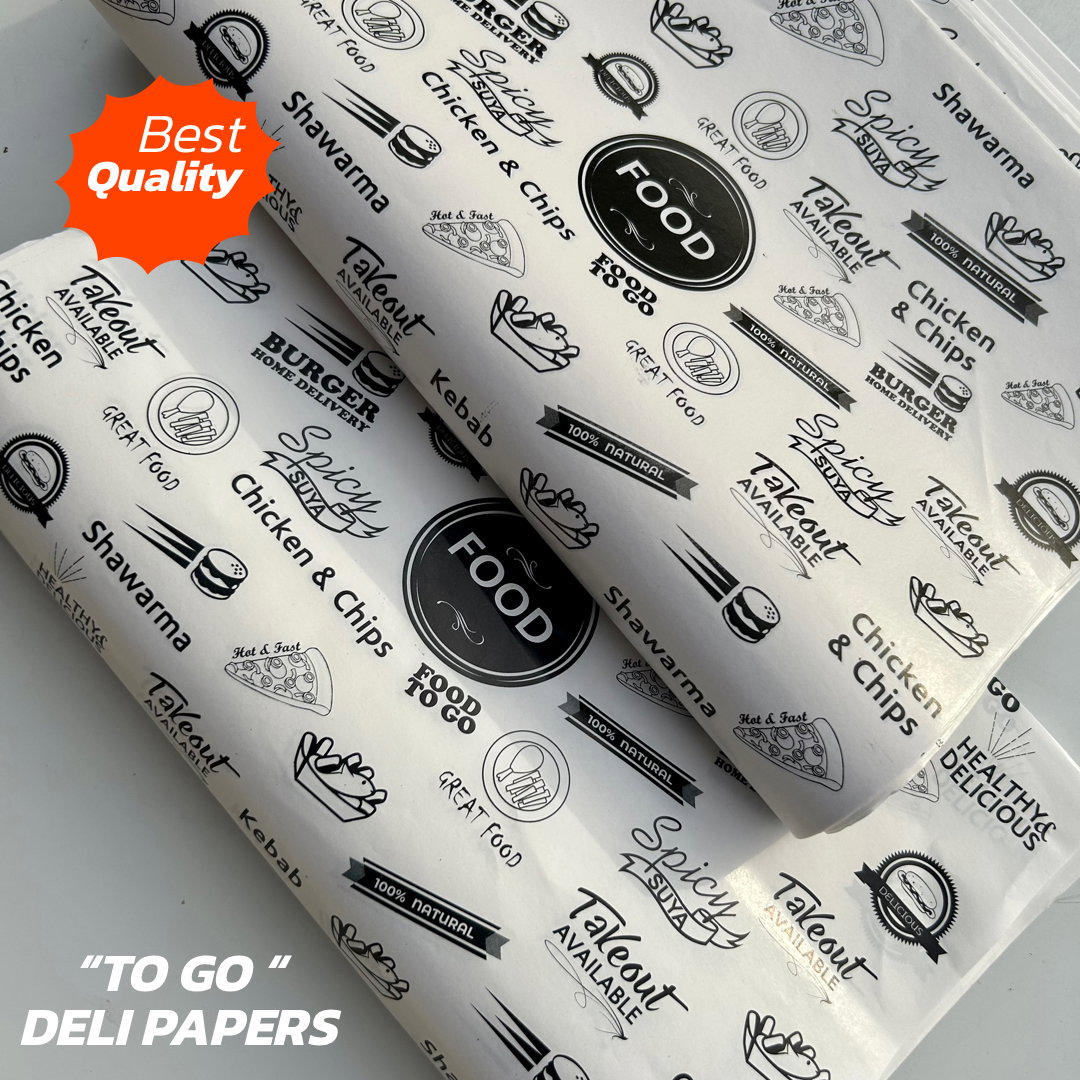  DELI PAPERS - “FOOD TO GO”  / BLACK & WHITE - A4 paper size : 8.5 inches x 12 inches)_6