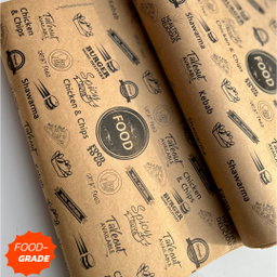  DELI PAPERS - “FOOD TO GO”  / BLACK & BROWN- 3 SIZES