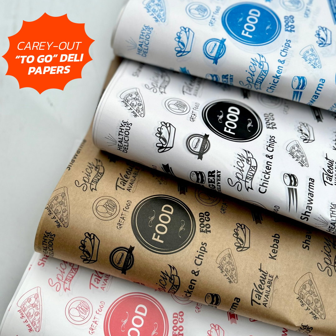  DELI PAPERS - “FOOD TO GO”  / BLUE & WHITE- 3 SIZES_4
