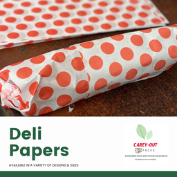  DELI PAPERS - “POLKA DOT”  / RED & WHITE - 3 SIZES