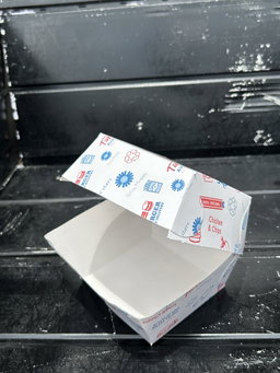 CLAMSHELL BURGER BOXES - '' GENERIC FOODSTEPS DESIGN'' - RETAIL