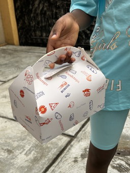 TAKEOUT GABLE BOXES - GENERIC “FOODSTEPS” DESIGN 