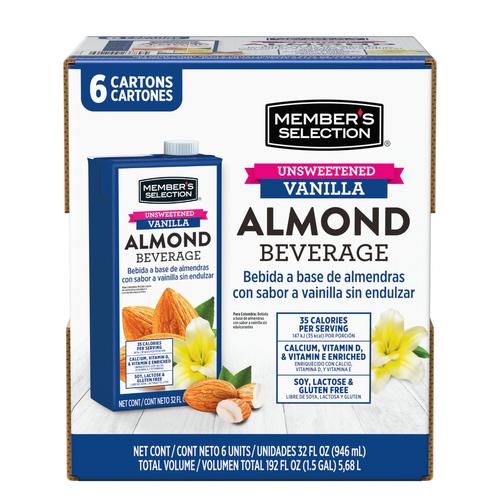 Member's Selection Unsweetened Vanilla Almond Beverage 6 Units / 946 ml / 32 oz_0